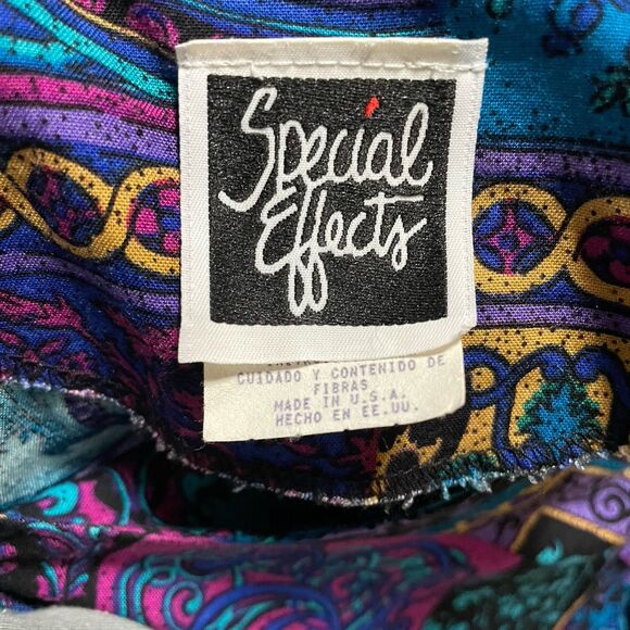 Vintage Special Effects Button Down Top 100% Rayon USA Made‎ Purple Blue Sz 16 T - Picture 5 of 9
